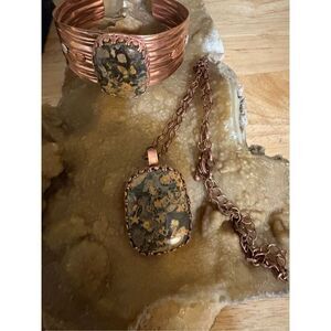 Necklace, Ocean Jasper Pendant Necklace with Copper, NEW, Artisan, Unique, Handm